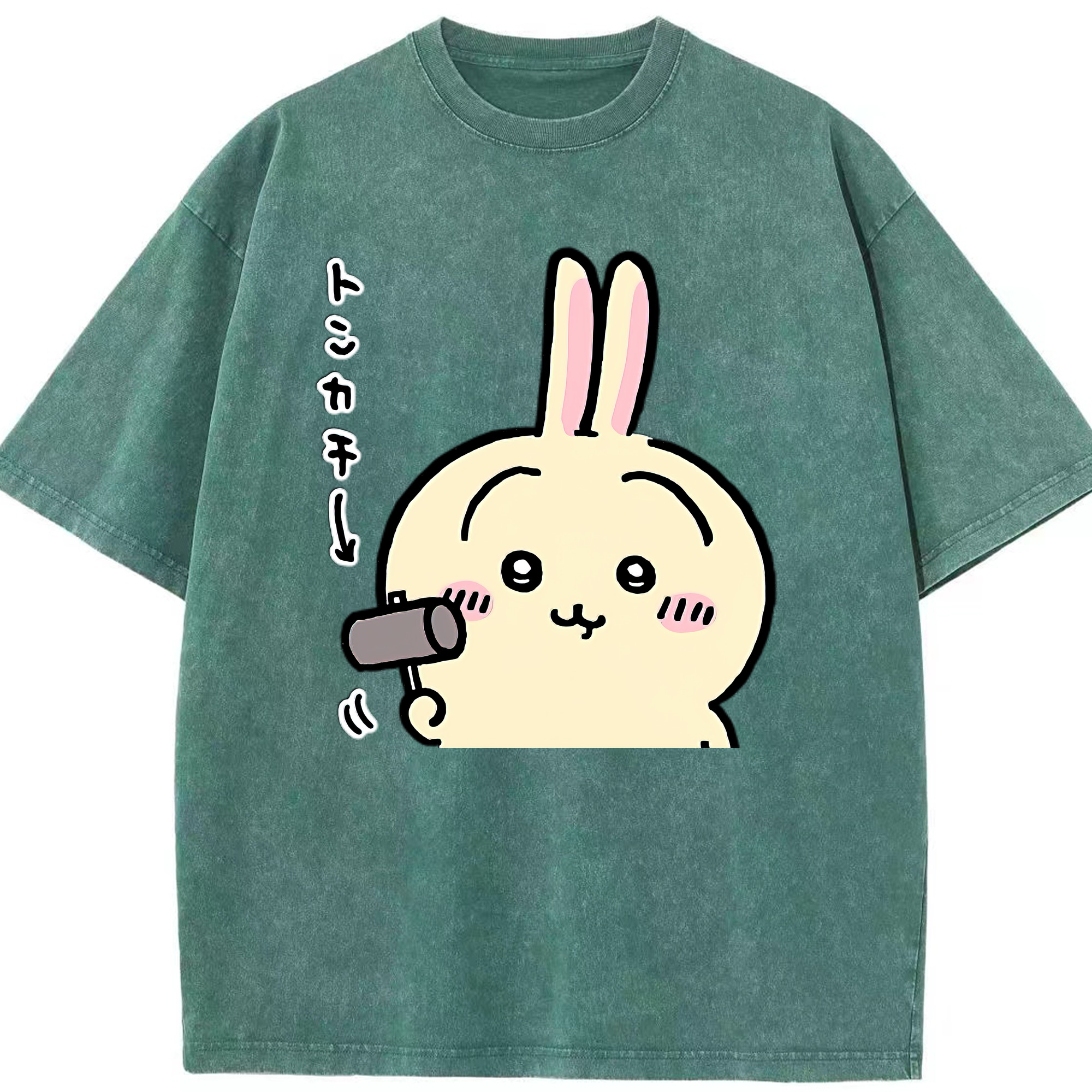 （画像用） ちいかわ うさぎ Chii-kawa usagi 綿100% ヴィンテージ風 半袖Tシャツ（フロントプリント）